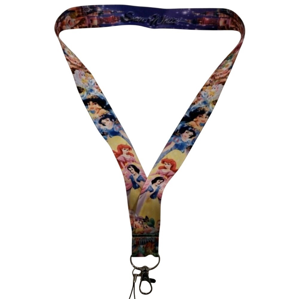 Disney Princesses Snow White Jasmine Ariel Pin Trading Neck Lanyard ID Keys NEW
